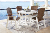 Crescent Luxe White Outdoor Dining Table with 4 Chairs