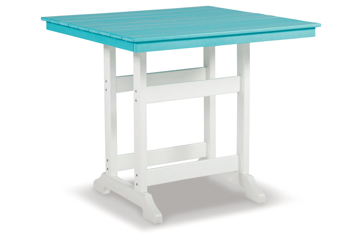 Eisely Turquoise/White Outdoor Counter Height Dining Table with 4 Barstools