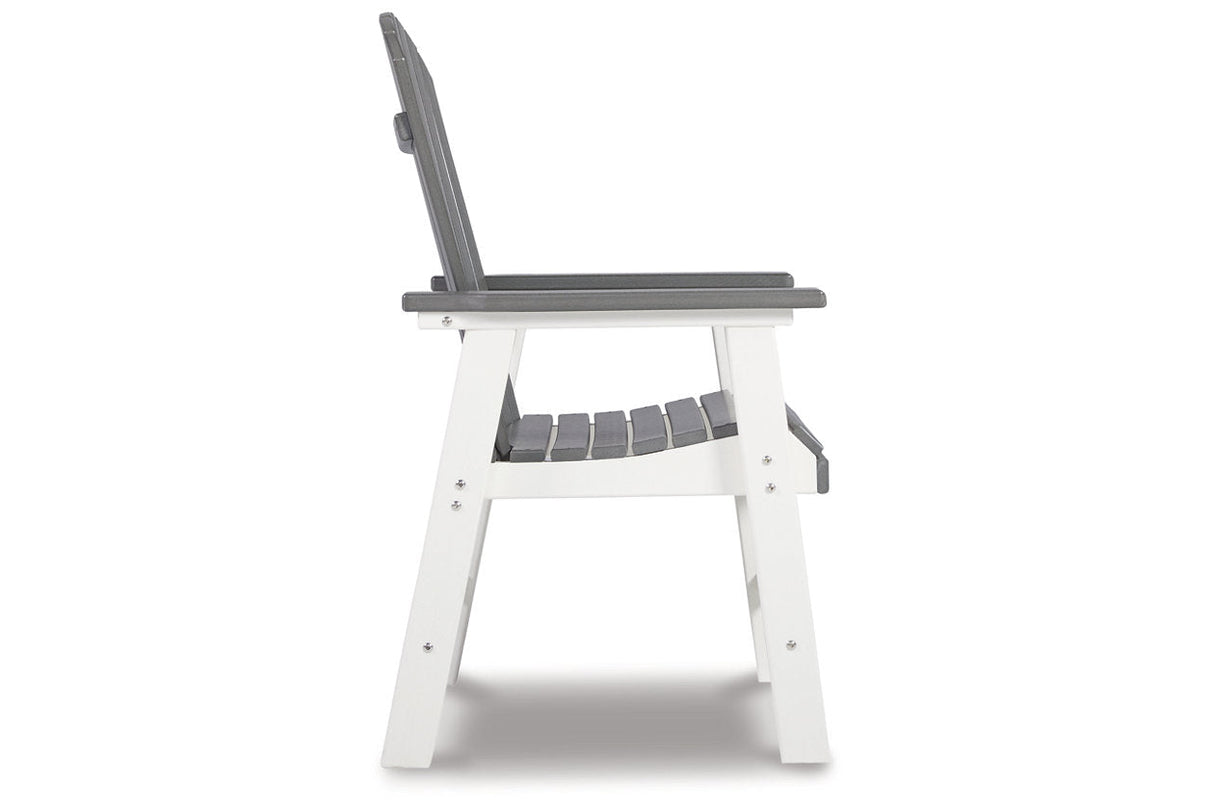 Transville Gray/White Outdoor Dining Arm Chair