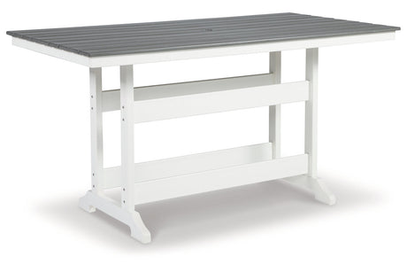 Transville Gray/White Outdoor Counter Height Dining Table with 4 Barstools