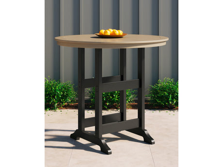 Fairen Trail Black/Driftwood Outdoor Bar Table by Ashley at Eve Furniture