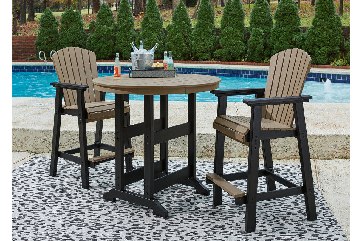 Fairen Trail Black/Driftwood Outdoor Counter Height Dining Table with 2 Barstools