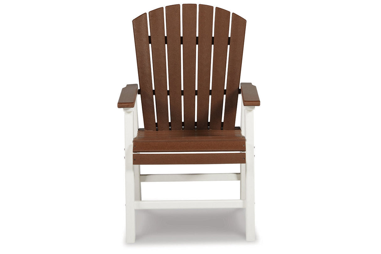 Genesis Bay Brown/White Outdoor Dining Arm Chair