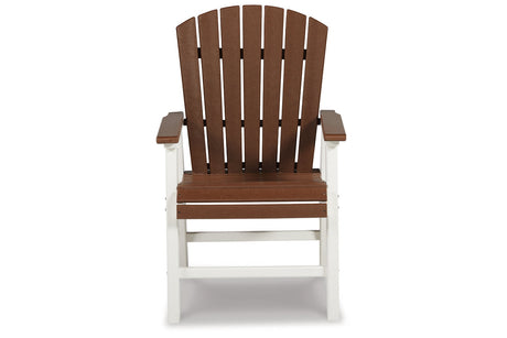 Genesis Bay Brown/White Outdoor Dining Arm Chair