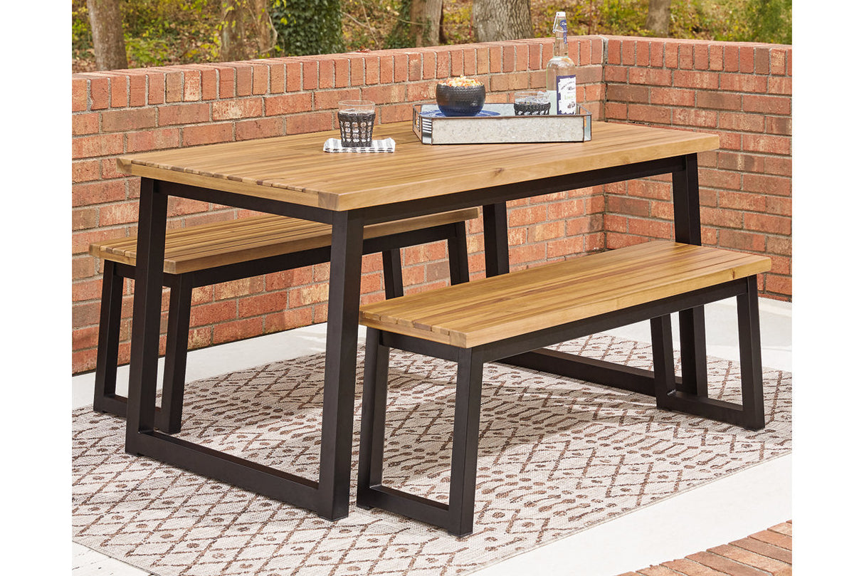 Town Wood Brown/Black Outdoor Dining Table Set