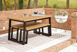 Town Wood Brown/Black Outdoor Dining Table Set