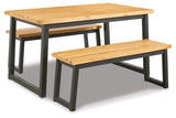 Town Wood Brown/Black Outdoor Dining Table Set