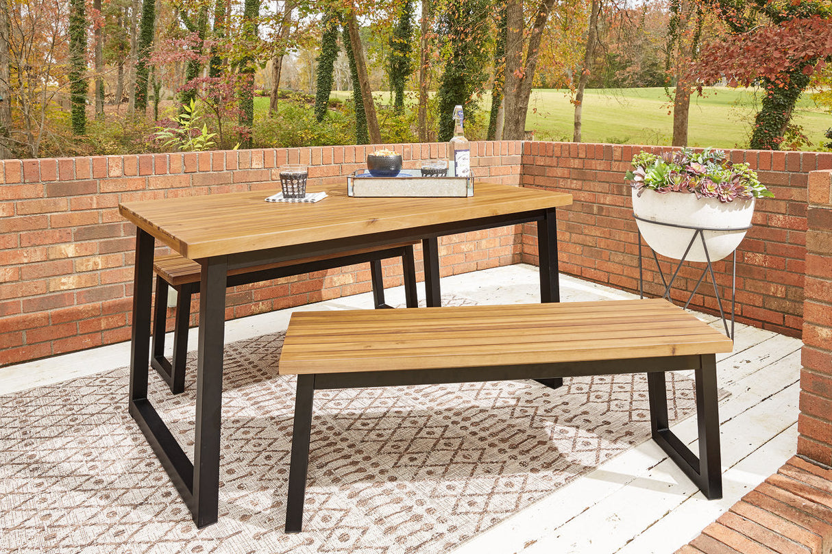 Town Wood Brown/Black Outdoor Dining Table Set