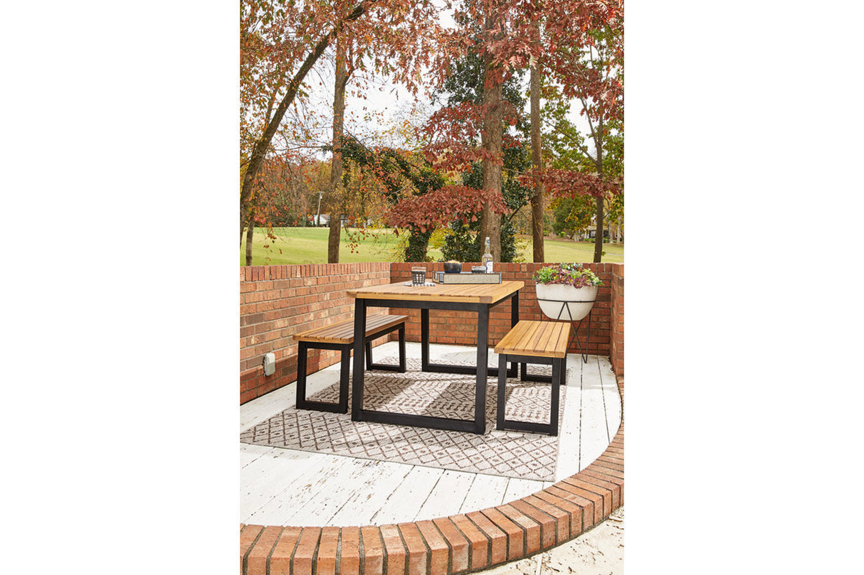 Town Wood Brown/Black Outdoor Dining Table Set