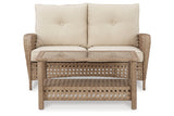 Braylee Driftwood Outdoor Loveseat with Table