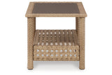 Braylee Driftwood Outdoor Loveseat with Table