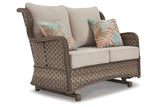 Clear Ridge Light Brown Glider Loveseat with Cushion