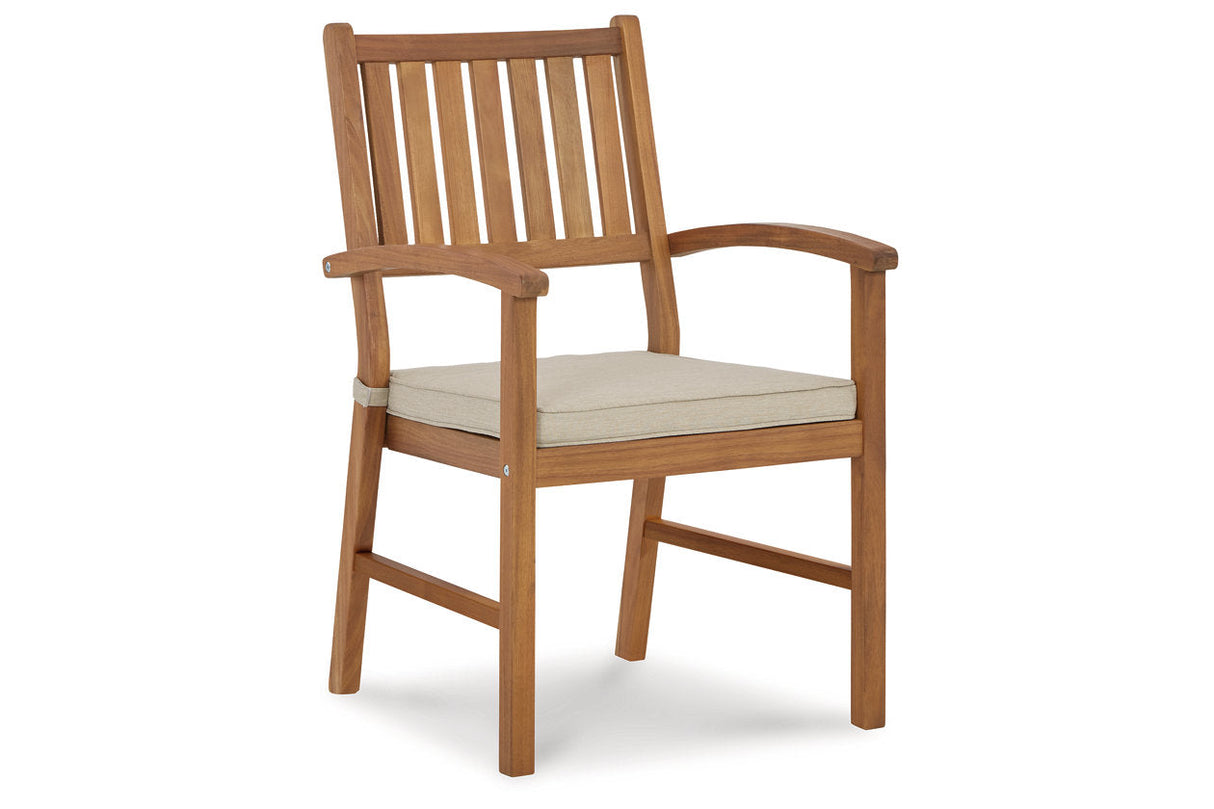 Janiyah Light Brown Outdoor Dining Arm Chair