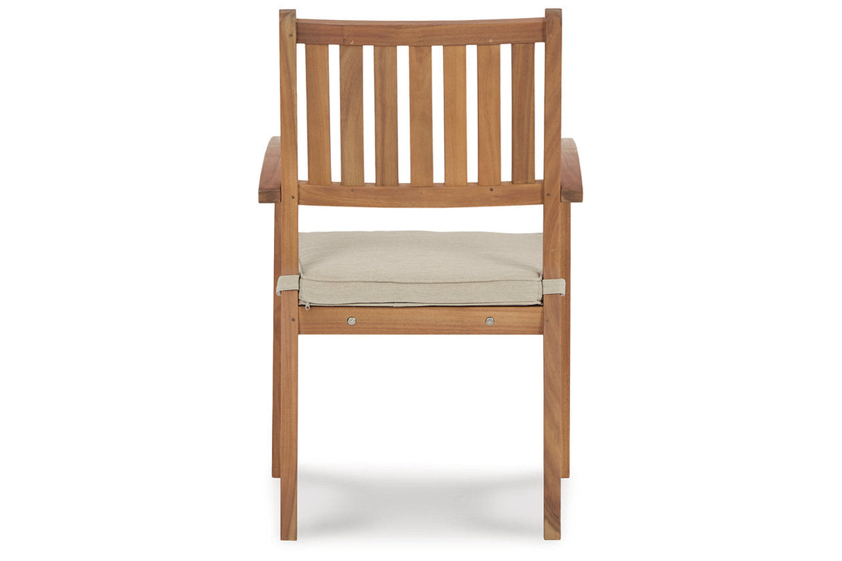 Janiyah Light Brown Outdoor Dining Arm Chair