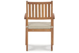 Janiyah Light Brown Outdoor Dining Arm Chair