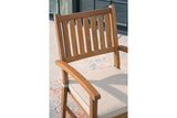 Janiyah Light Brown Outdoor Dining Arm Chair