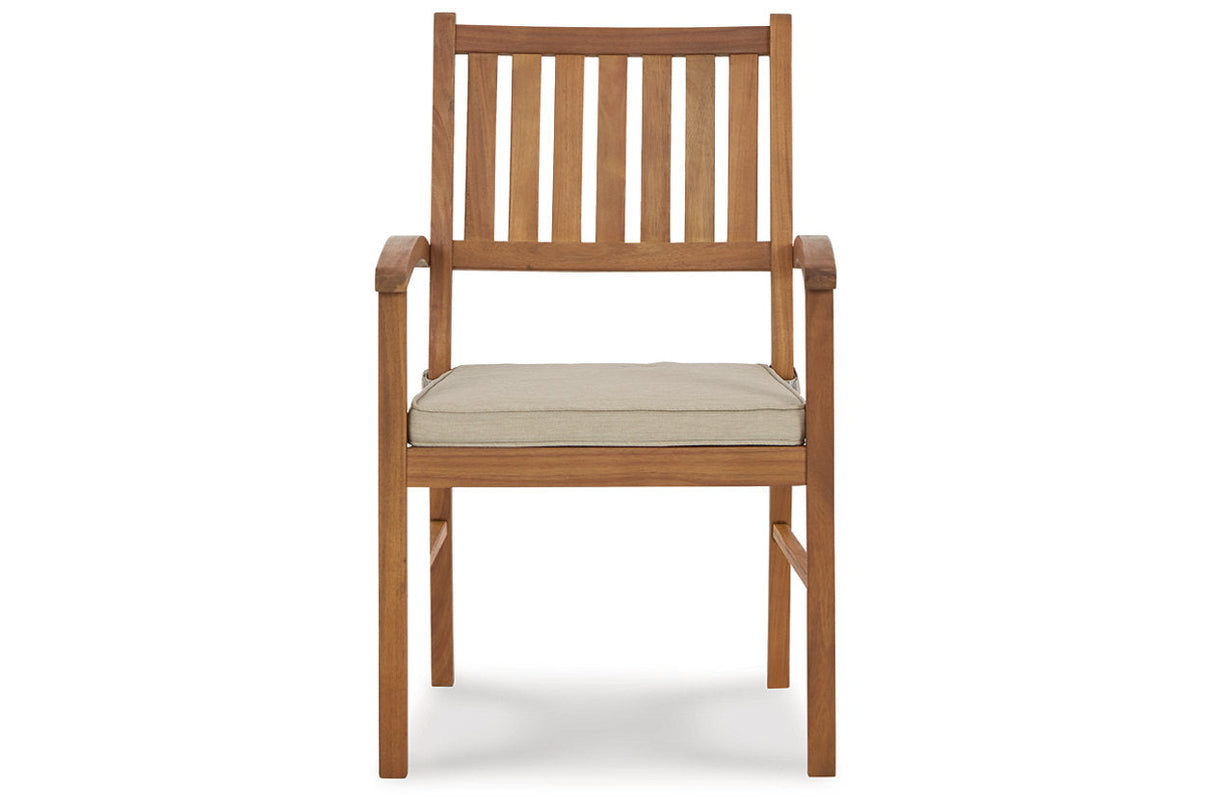 Janiyah Light Brown Outdoor Dining Arm Chair