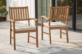 Janiyah Light Brown Outdoor Dining Arm Chair