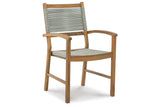 Janiyah Light Brown Outdoor Dining Arm Chair