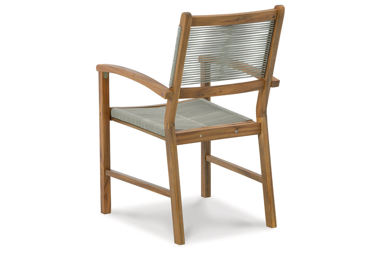 Janiyah Light Brown Outdoor Dining Arm Chair