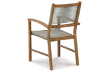 Janiyah Light Brown Outdoor Dining Arm Chair