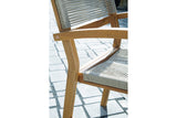 Janiyah Light Brown Outdoor Dining Arm Chair