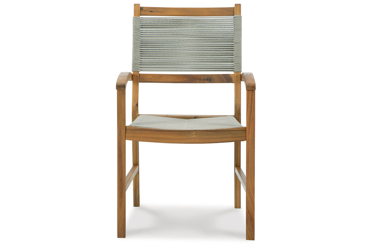 Janiyah Light Brown Outdoor Dining Arm Chair