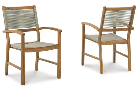 Janiyah Light Brown Outdoor Dining Arm Chair