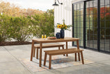 Janiyah Light Brown Outdoor Dining Table with 2 Benches