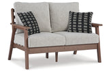 Emmeline Brown/Beige Outdoor Loveseat with Cushion