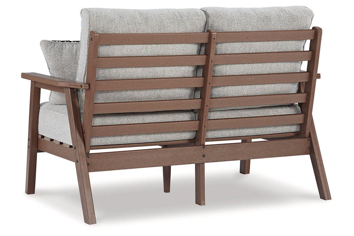 Emmeline Brown/Beige Outdoor Loveseat with Cushion