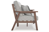 Emmeline Brown/Beige Outdoor Loveseat with Cushion