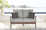 Emmeline Brown/Beige Outdoor Loveseat with Cushion