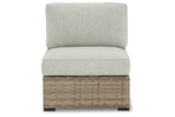 Calworth Beige Outdoor Armless Chair with Cushion