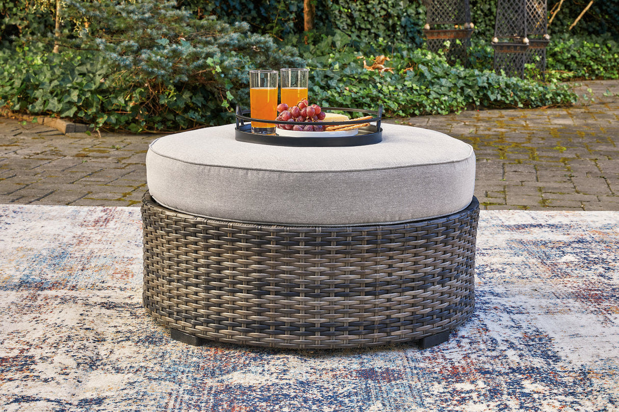 Harbor Court Gray Ottoman with Cushion