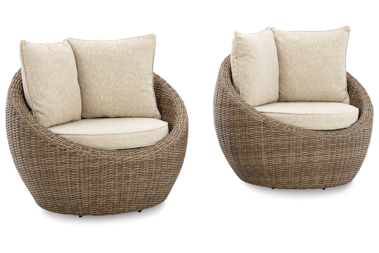 DANSON Beige Swivel Lounge with Cushion