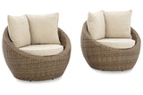 DANSON Beige Swivel Lounge with Cushion