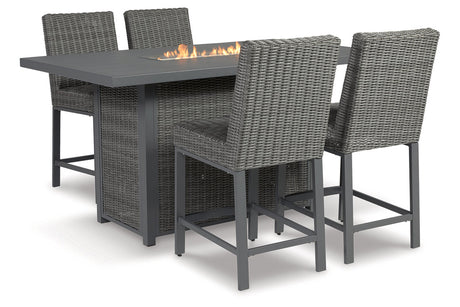 Palazzo Gray Outdoor Counter Height Dining Table with 4 Barstools