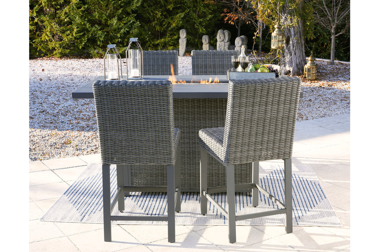 Palazzo Gray Outdoor Counter Height Dining Table with 4 Barstools