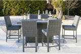 Palazzo Gray Outdoor Counter Height Dining Table with 6 Barstools