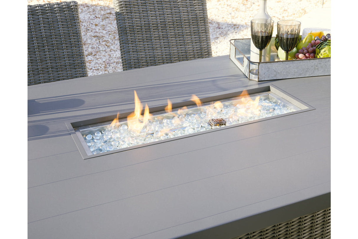 Palazzo Gray Outdoor Bar Table with Fire Pit