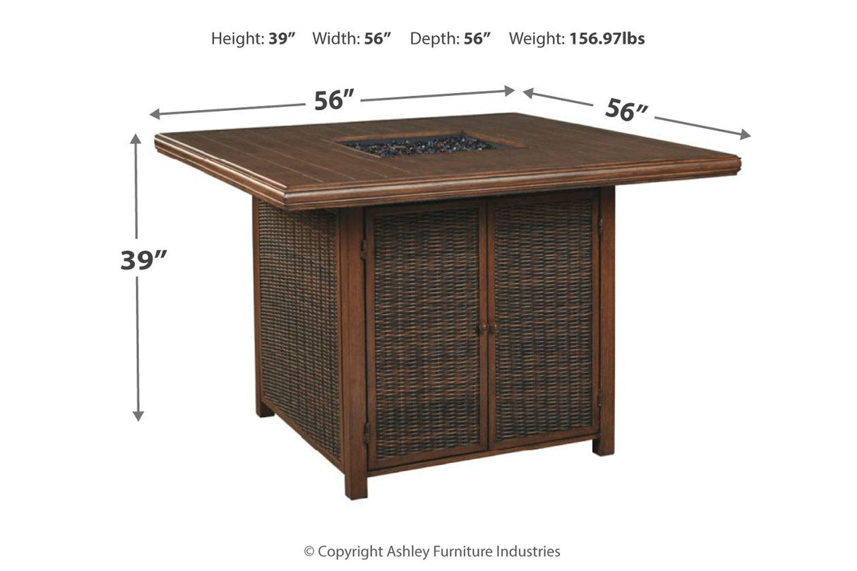 Paradise Trail Medium Brown Bar Table with Fire Pit