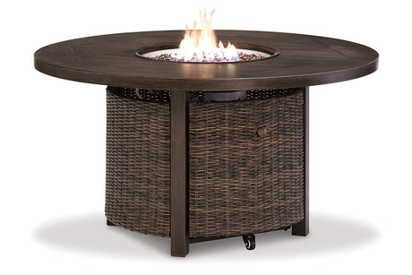 Paradise Trail Medium Brown Outdoor Fire Pit Table with 4 Lounge Chairs