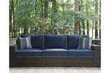 Grasson Lane Brown/Blue Sofa with Cushion