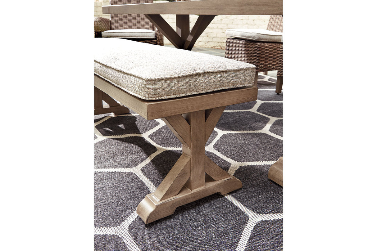 Beachcroft Beige Bench with Cushion