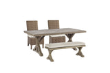 Beachcroft Beige Outdoor Dining Table with 2 Chairs and 2 Benches