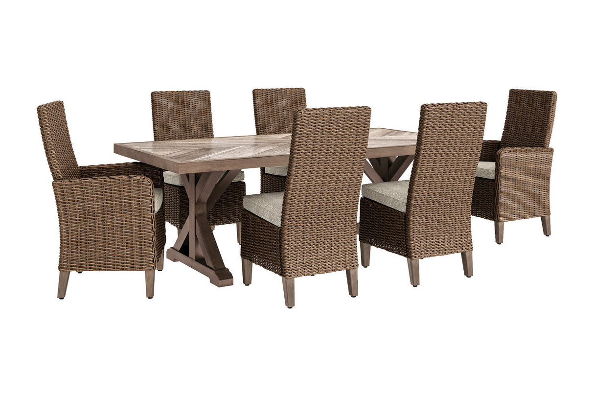 Beachcroft Beige Outdoor Dining Table with 6 Chairs