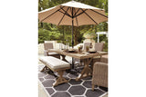 Beachcroft Beige Dining Table with Umbrella Option