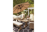 Beachcroft Beige Outdoor Dining Table with 2 Chairs and 2 Benches