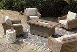 Beachcroft Beige 5-Piece Outdoor Fire Pit Table with 4 Chairs